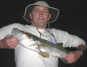 Bob Bernhard nailed this 4-pound, 24-inch snook under the lights in Snook Alley